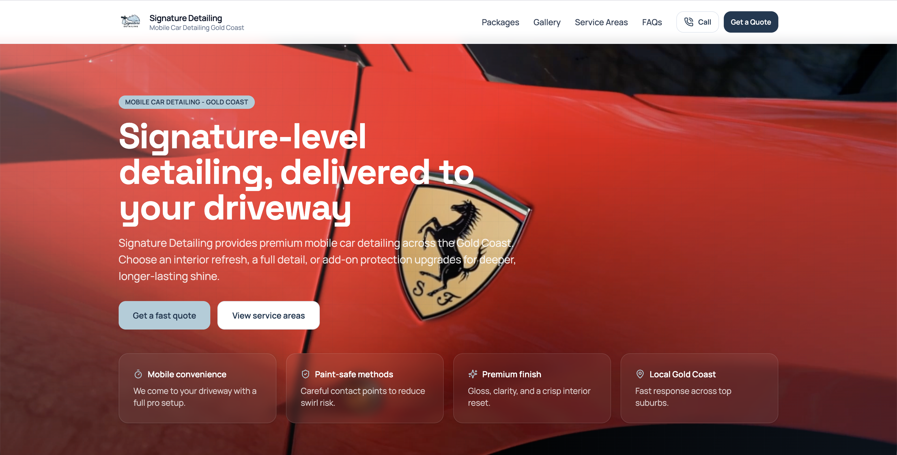 Signature Detailing website screenshot